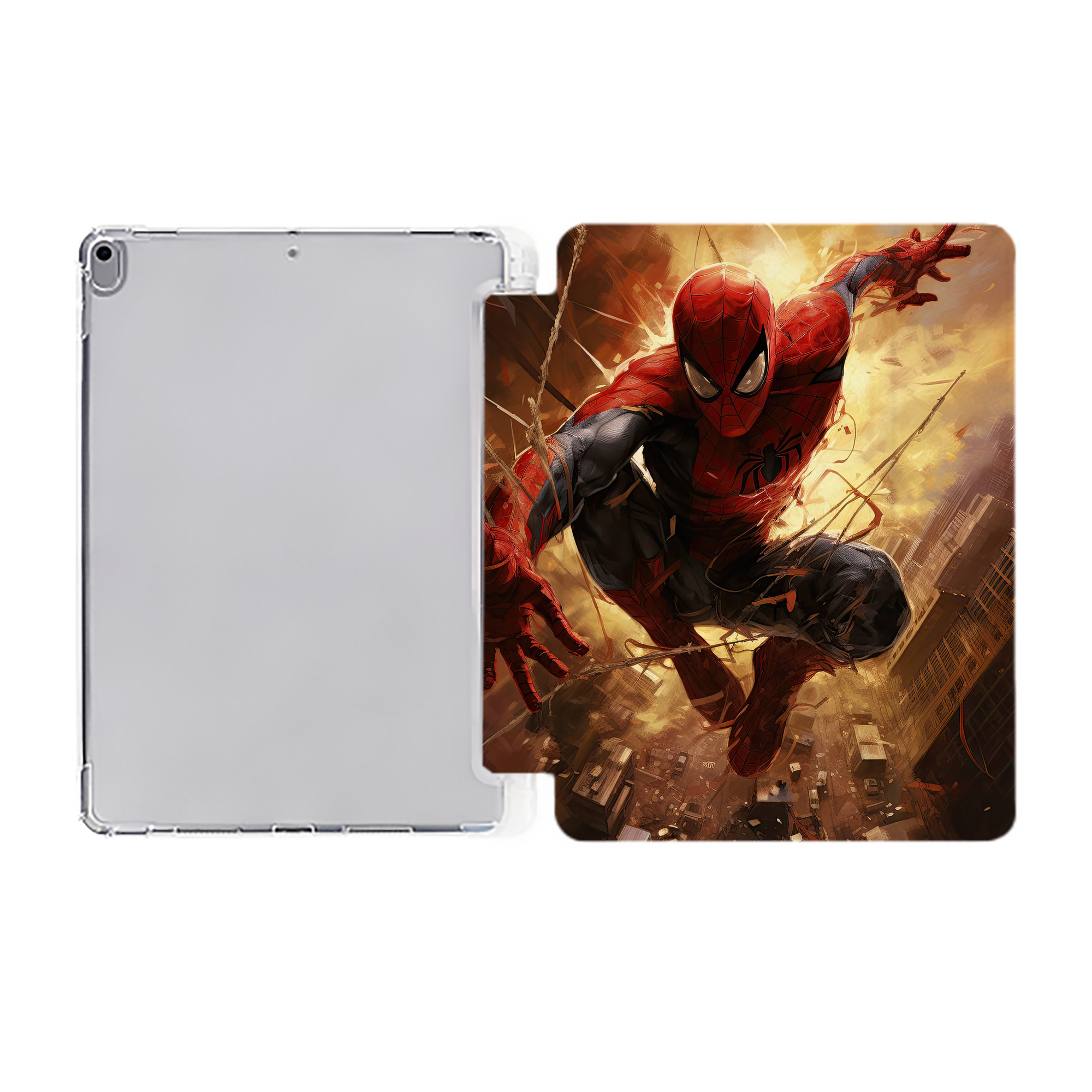 （画像用） Spider Man スパイダーマン IPad ケース ペン収納付き 三つ折りスタンド PUレザー×シリコン 対応機種9.5/10.5/10.9インチ